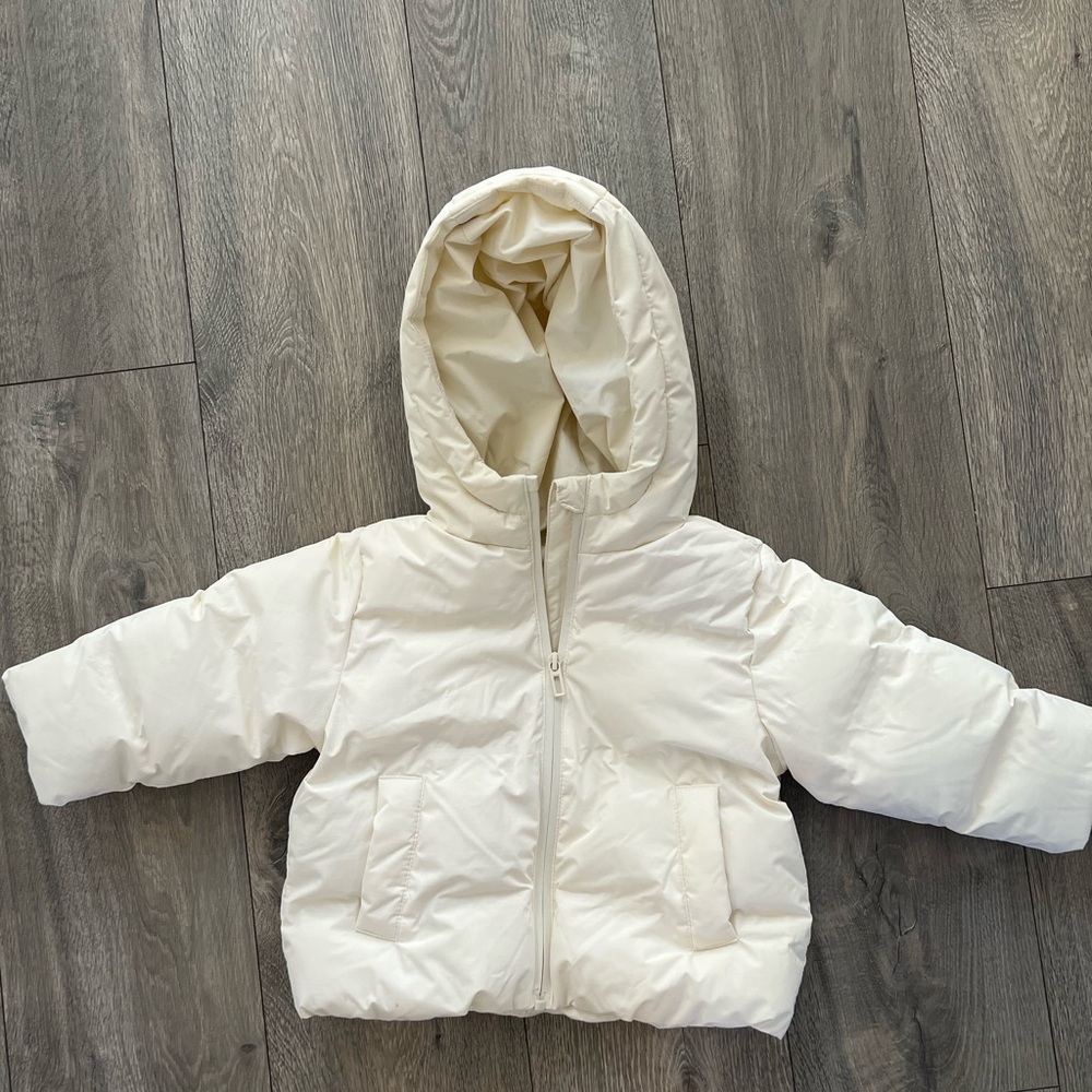 Zara Baby White Hooded Puffer Jacket